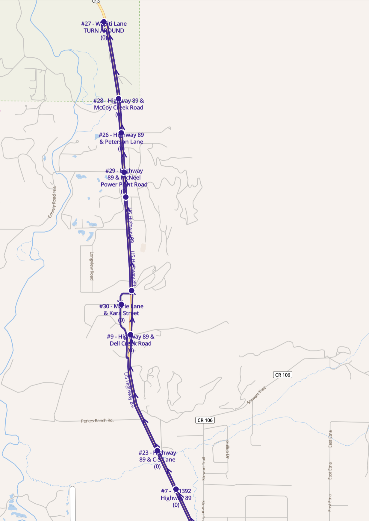 map of route 4 top half
