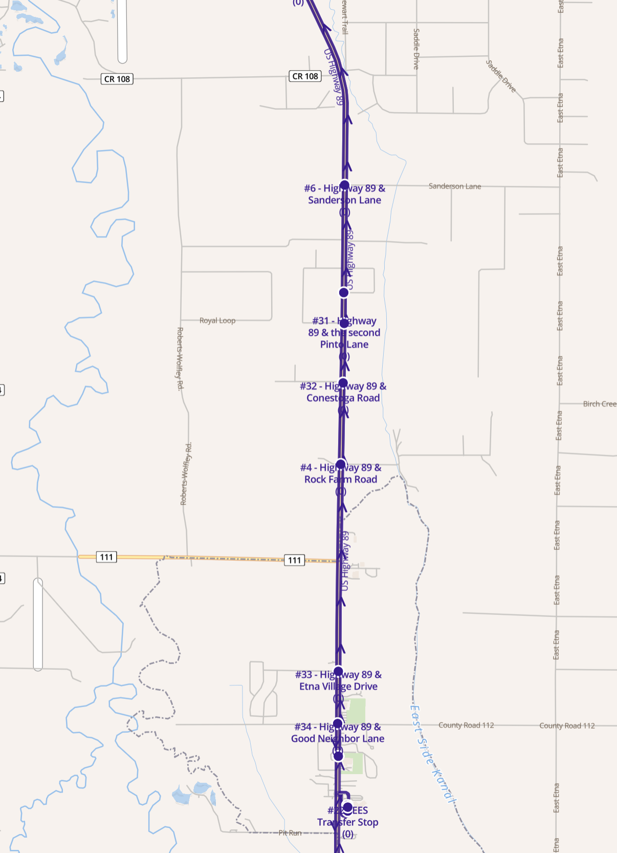 map of route 4 bottom half