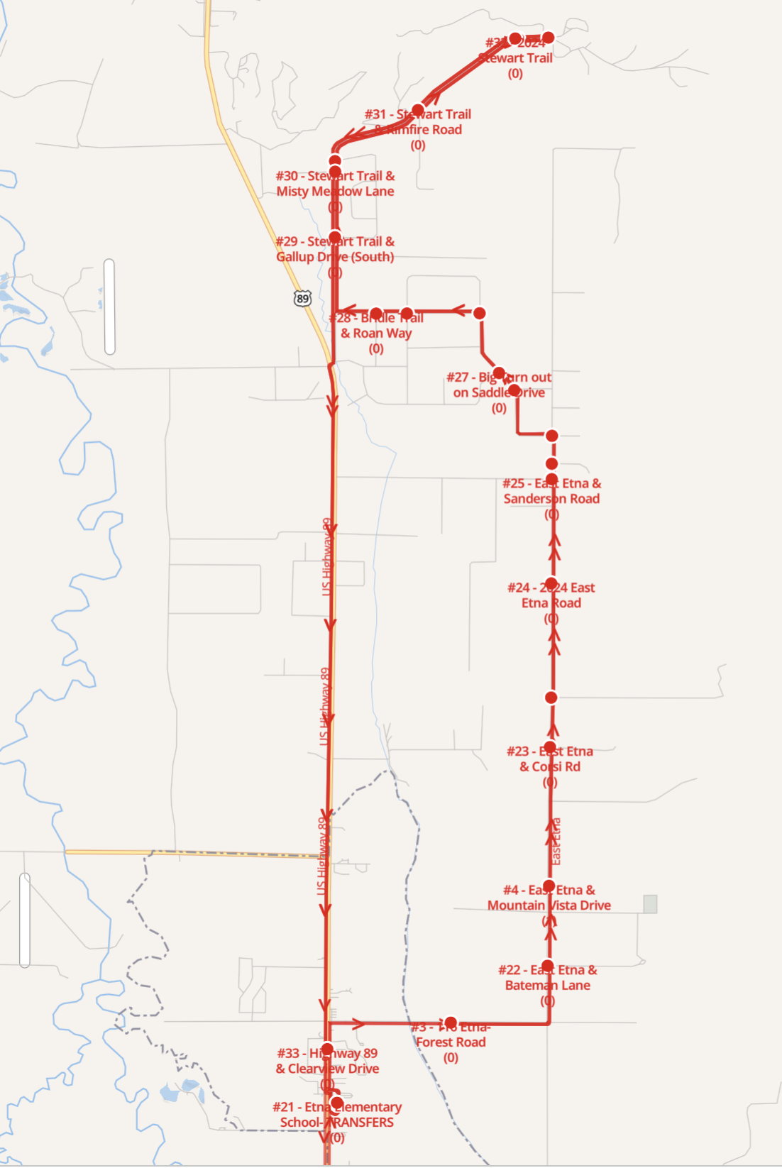 Map of route 5
